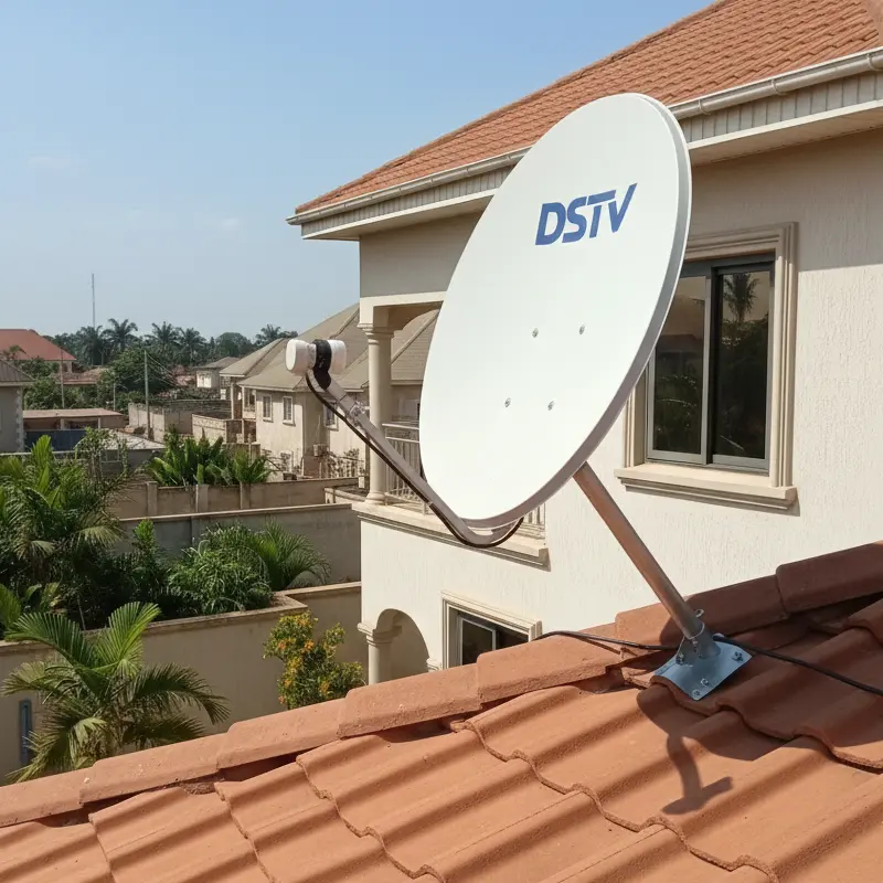 Completed satellite TV installation in a Nigerian home by Cee Horizon