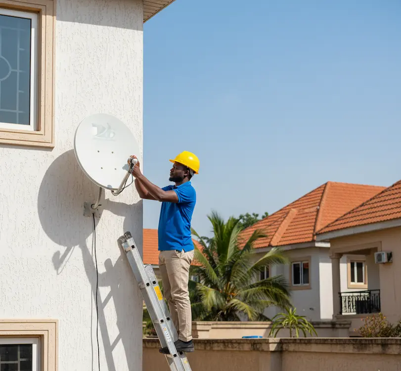 Satellite TV dish installation at a Nigerian home by Cee Horizon
