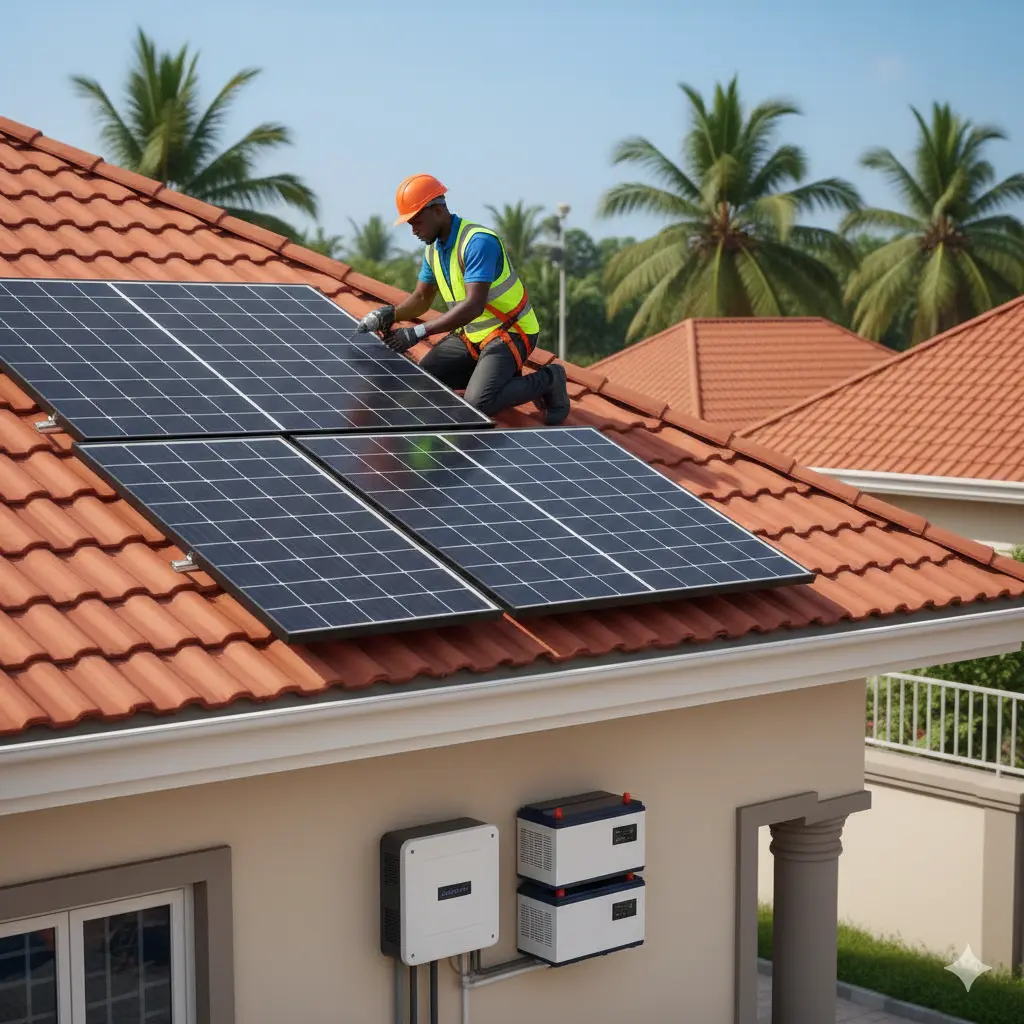 Solar panel and inverter installation at a residential home in Nigeria by Cee Horizon